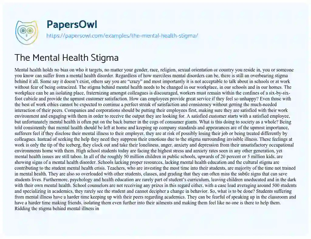 The Mental Health Stigma essay