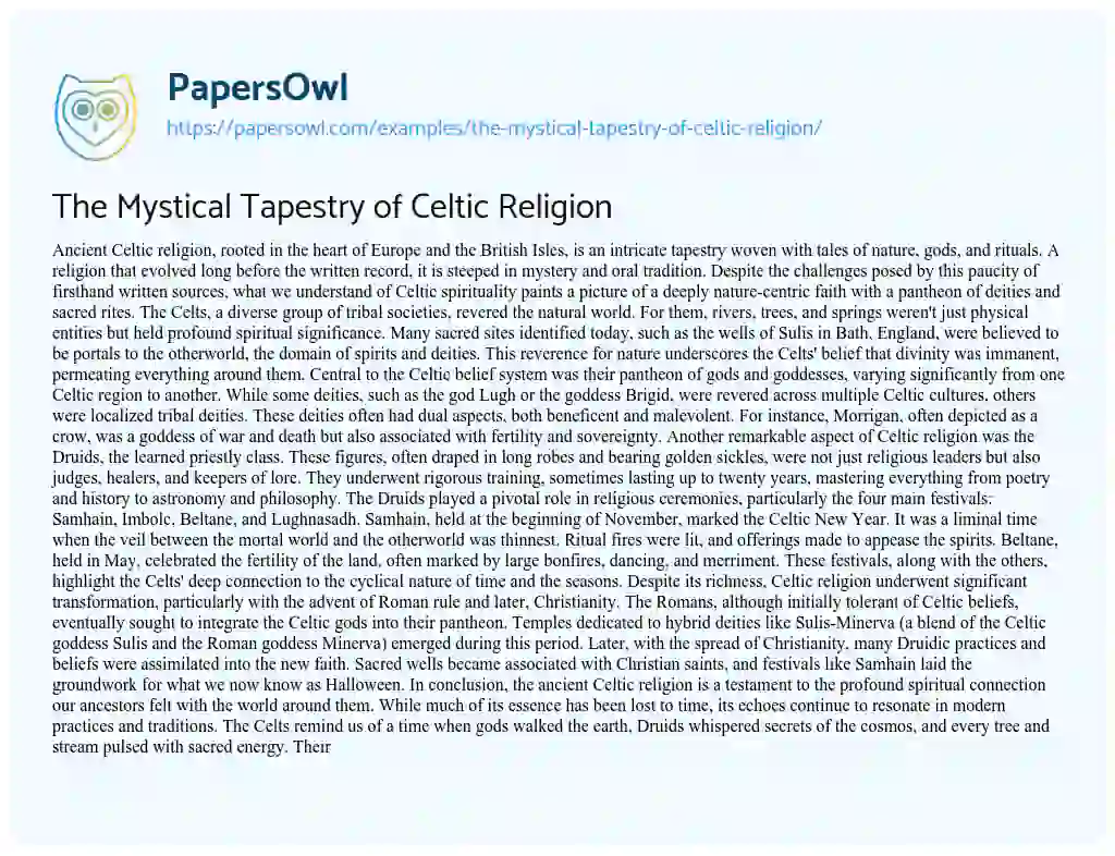 Essay on The Mystical Tapestry of Celtic Religion