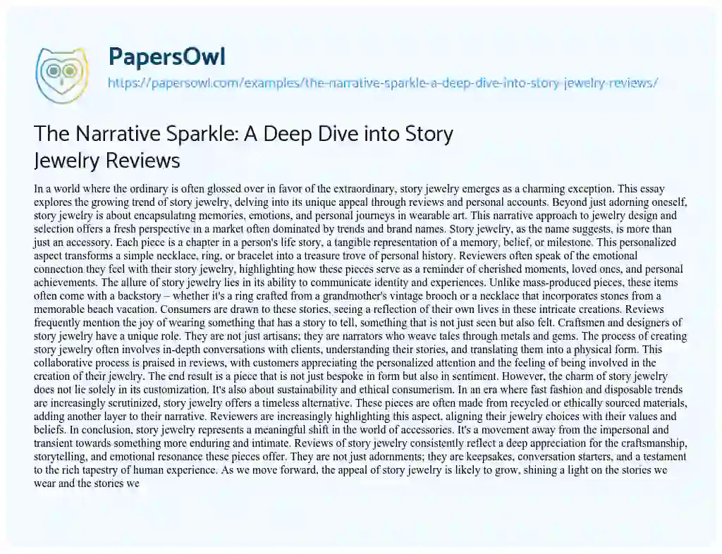 Essay on The Narrative Sparkle: a Deep Dive into Story Jewelry Reviews