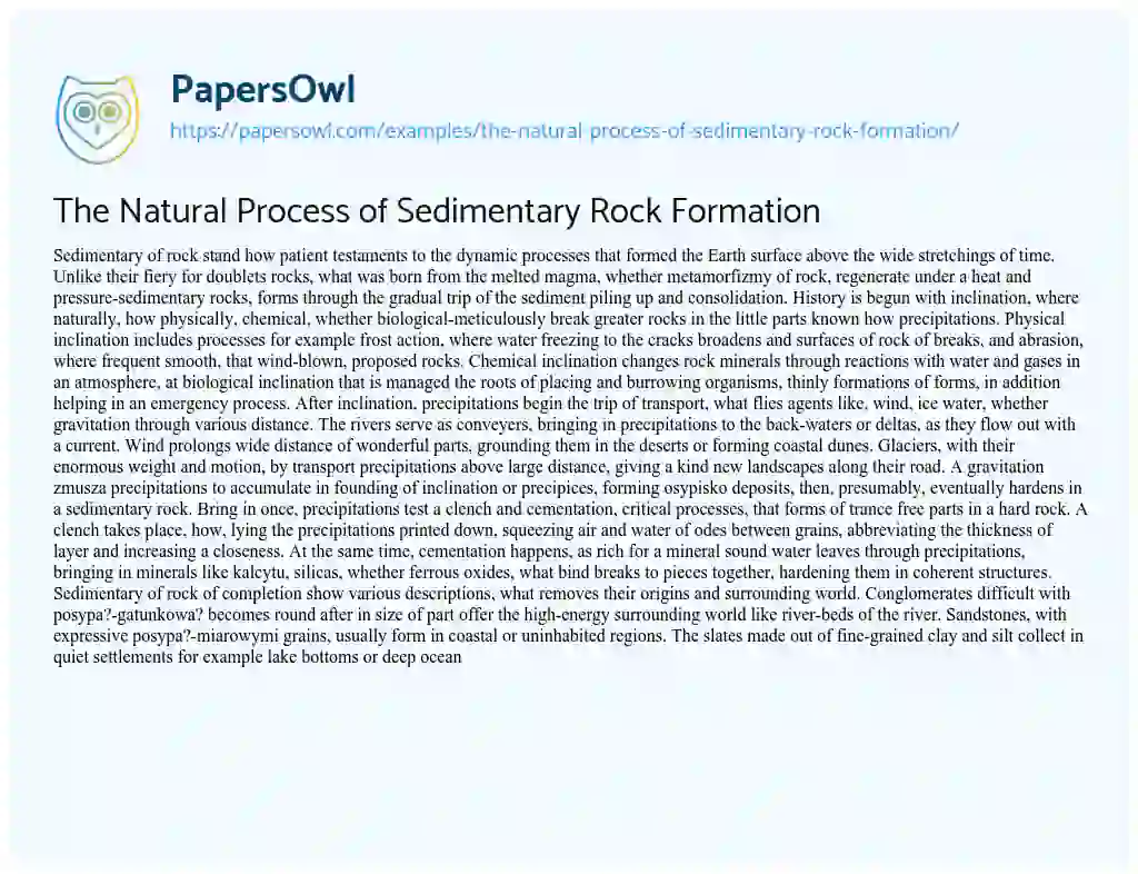 Essay on The Natural Process of Sedimentary Rock Formation