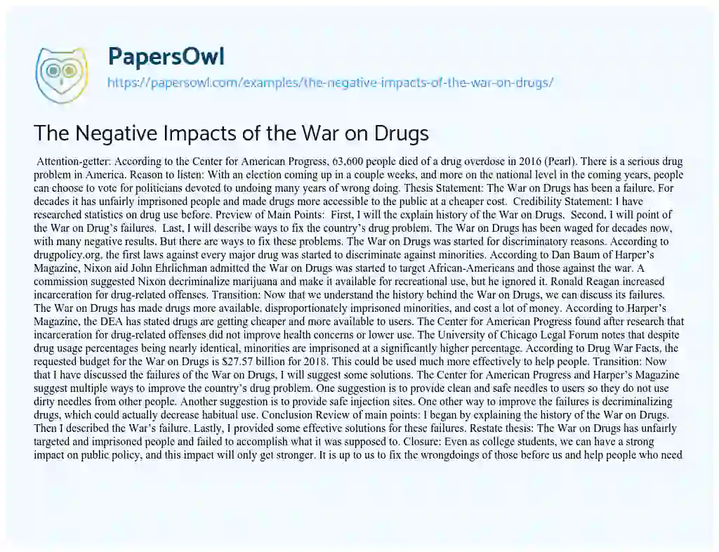 war on drugs thesis