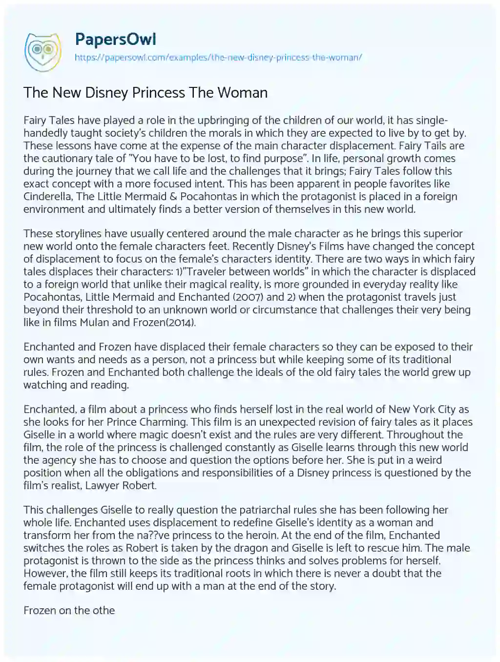 The New Disney Princess the Woman essay