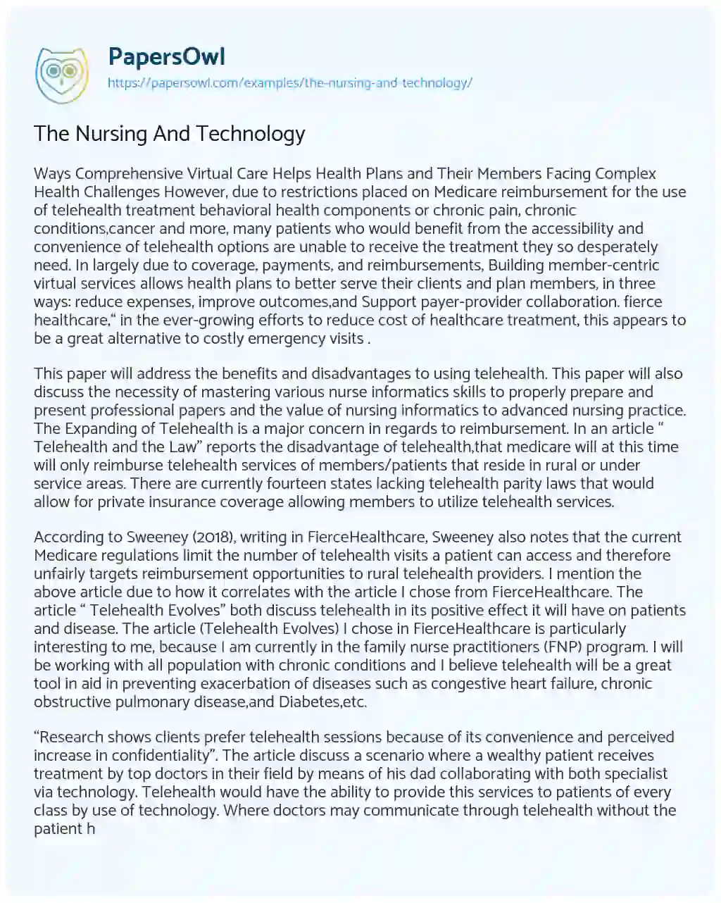 Essay on The Nursing and Technology