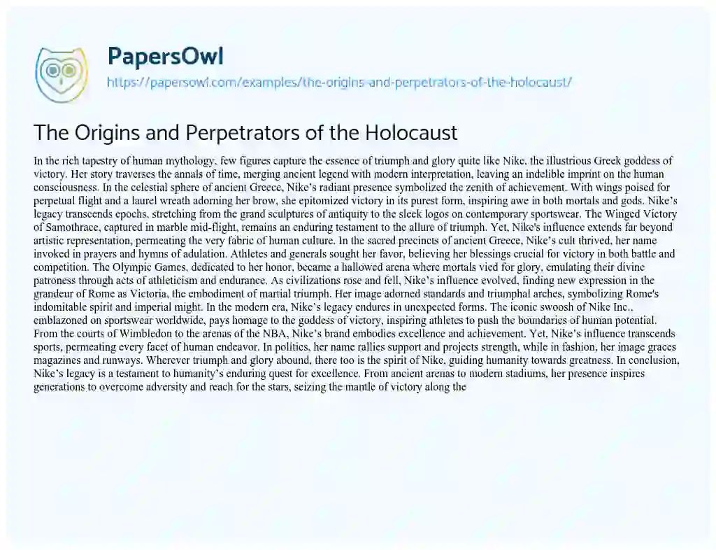 Essay on The Origins and Perpetrators of the Holocaust