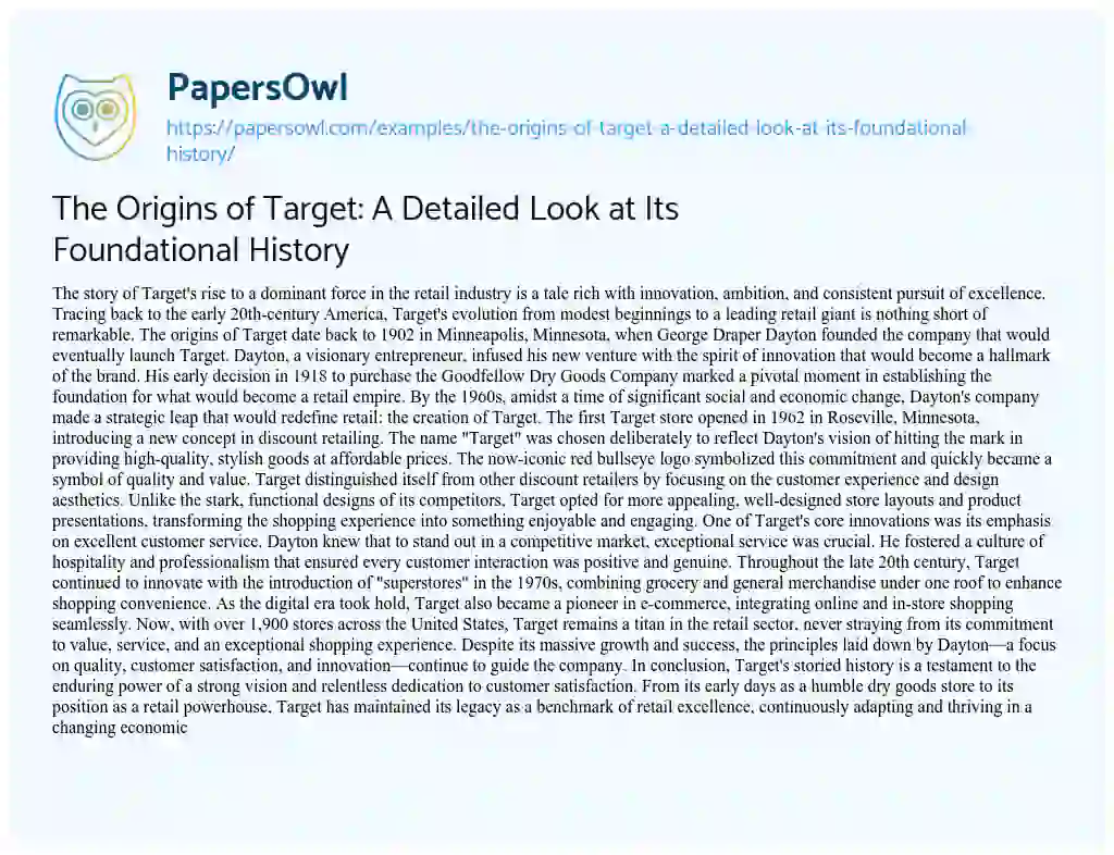 Essay on The Origins of Target: a Detailed Look at its Foundational History