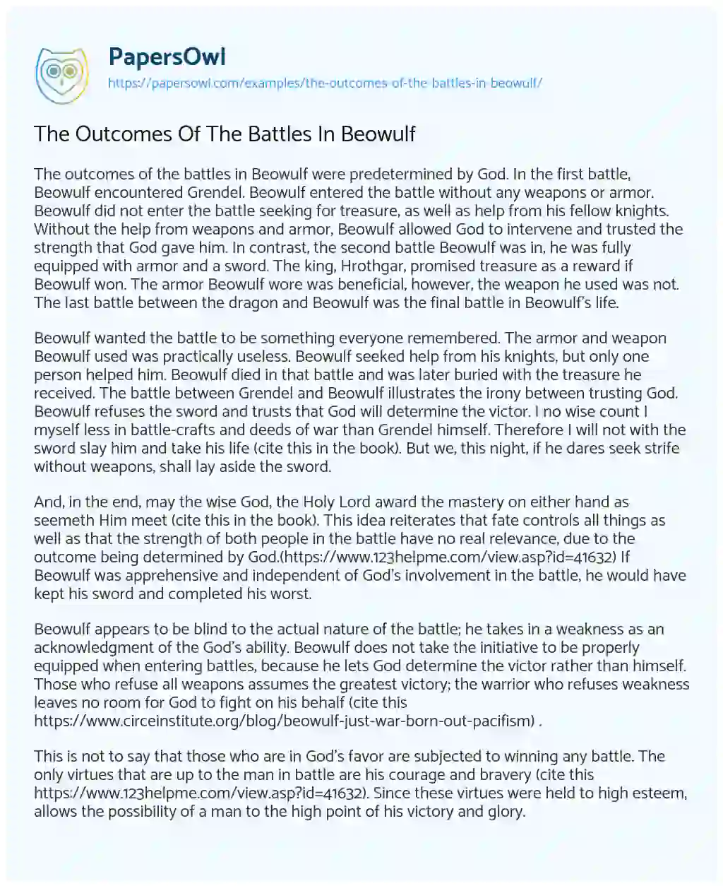 beowulf battles essay