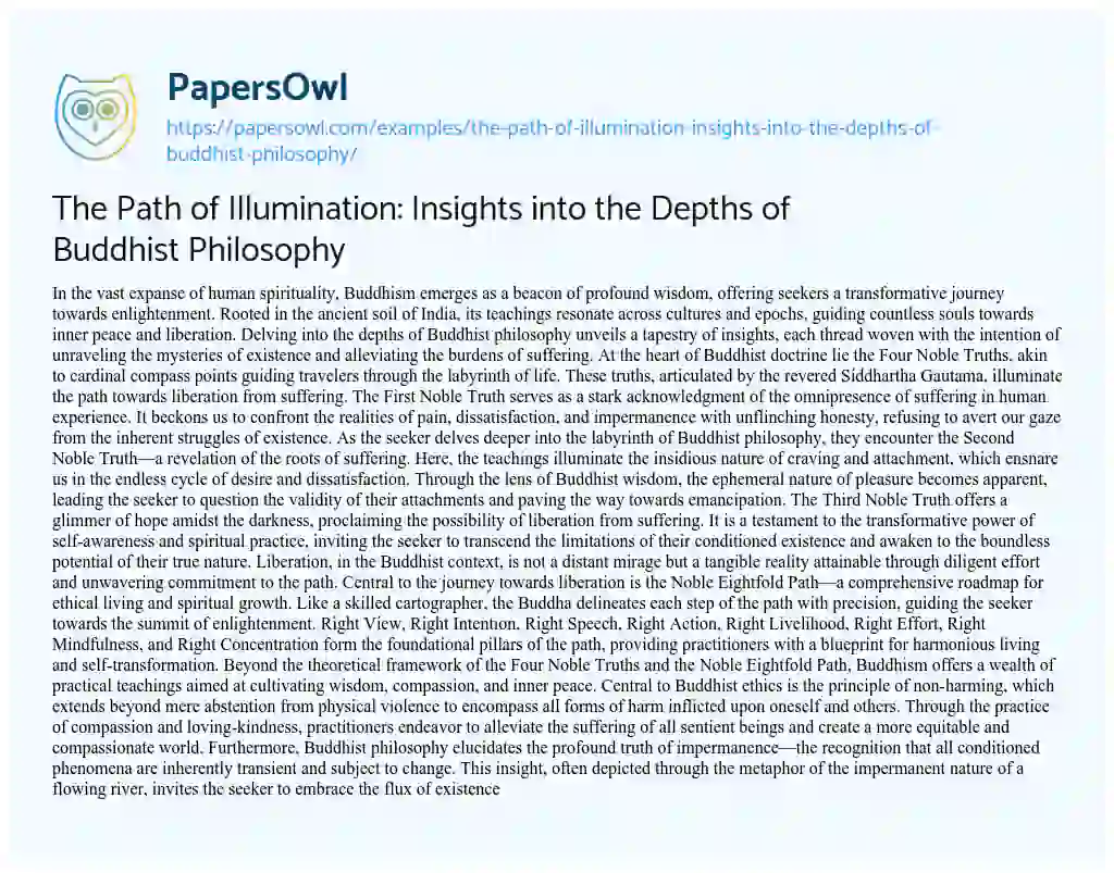 The Path of Illumination: Insights into the Depths of Buddhist ...