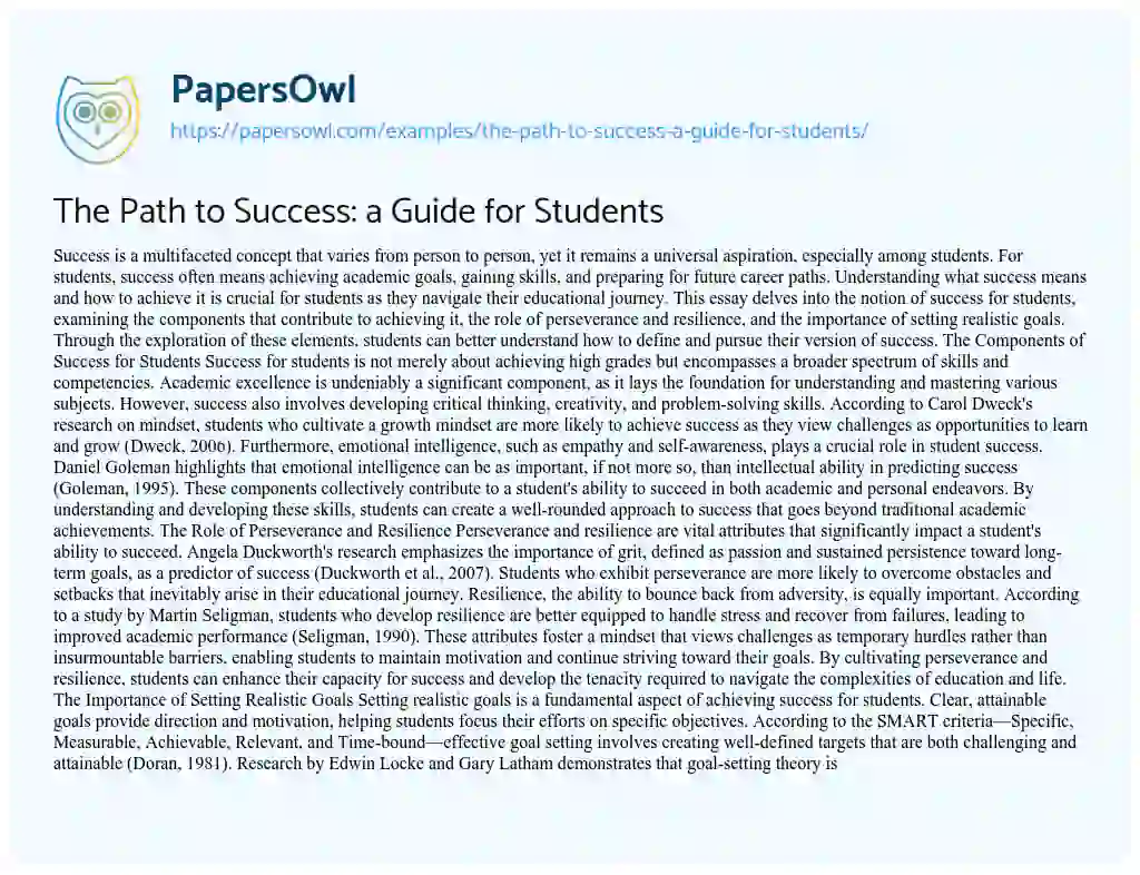 Essay on The Path to Success: a Guide for Students
