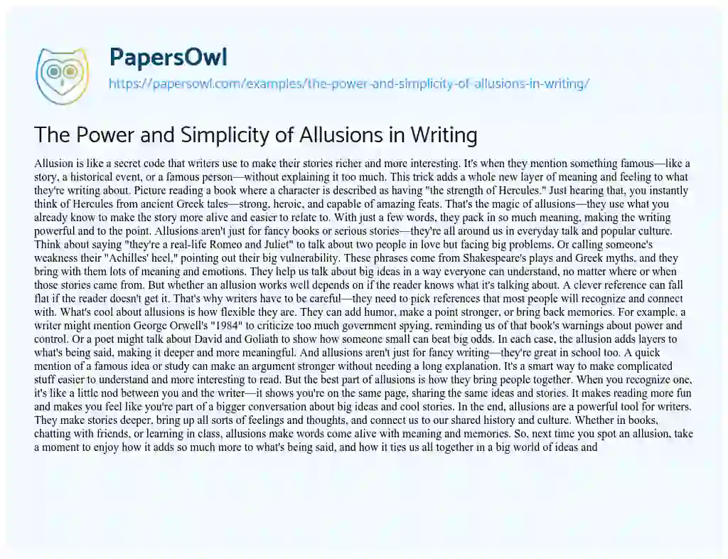 Essay on The Power and Simplicity of Allusions in Writing