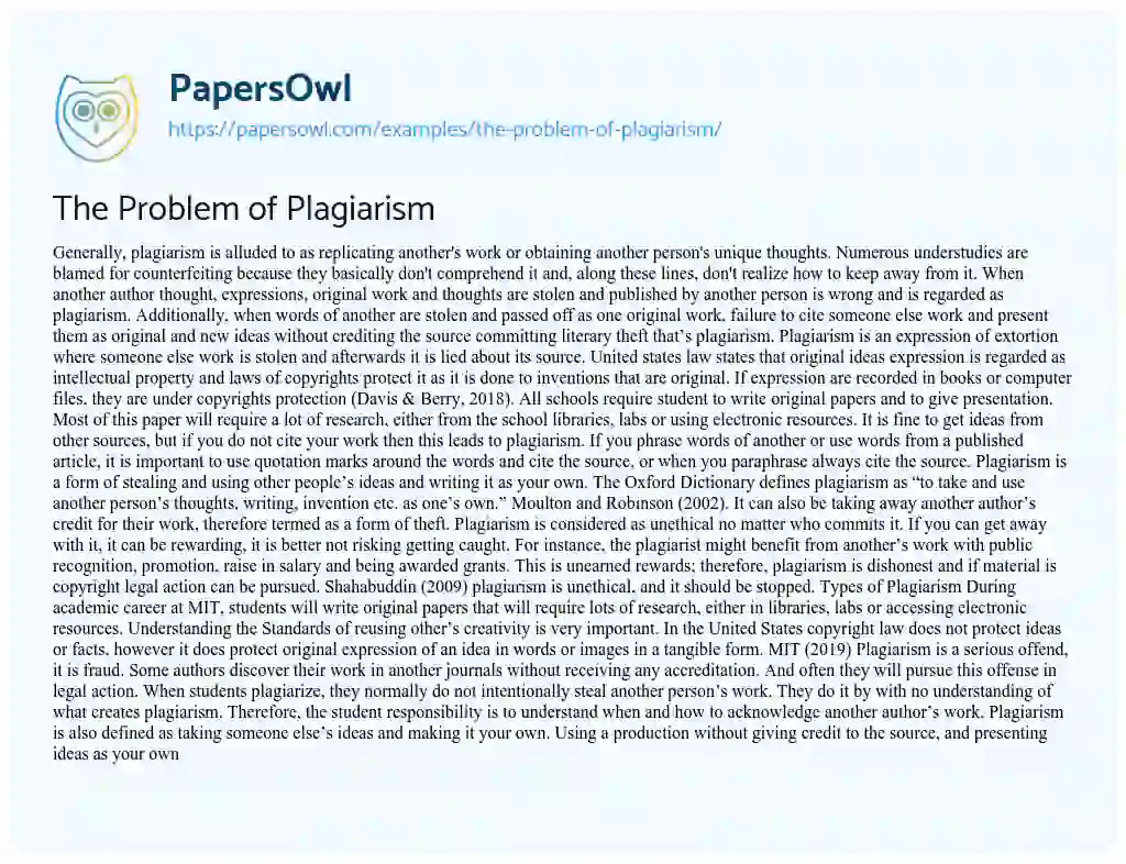 why is plagiarism wrong essay