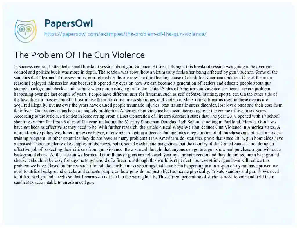 Essay on The Problem of the Gun Violence