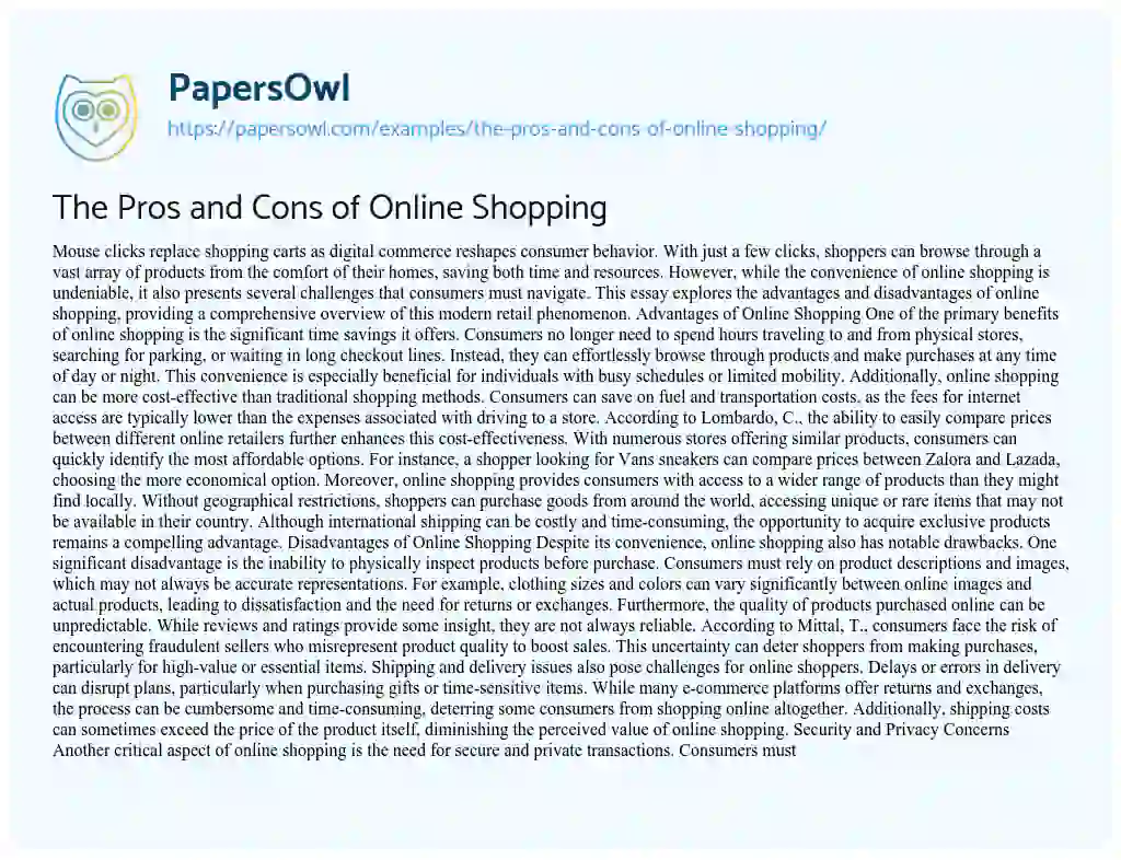 online shopping essay for and against