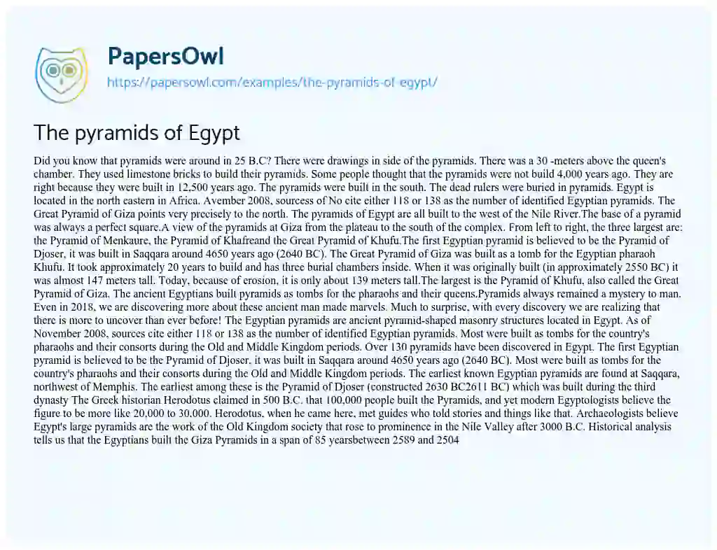 Essay on The Pyramids of Egypt
