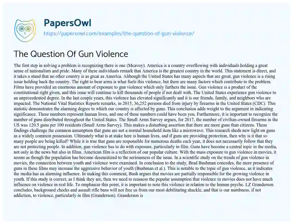 Essay on The Question of Gun Violence
