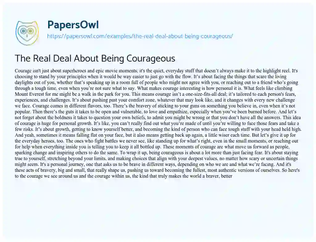 Essay on The Real Deal about being Courageous