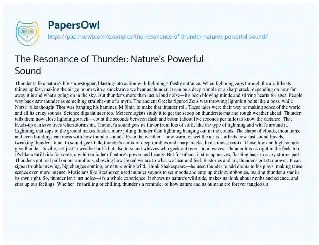 Essay on The Resonance of Thunder: Nature’s Powerful Sound