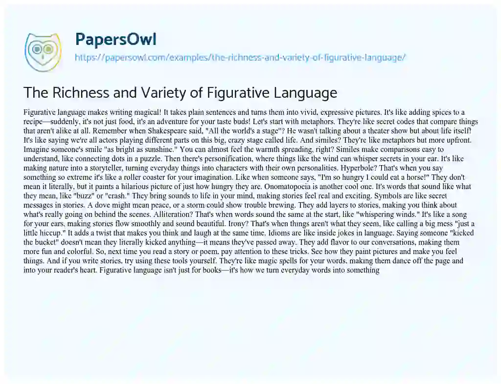 Essay on The Richness and Variety of Figurative Language