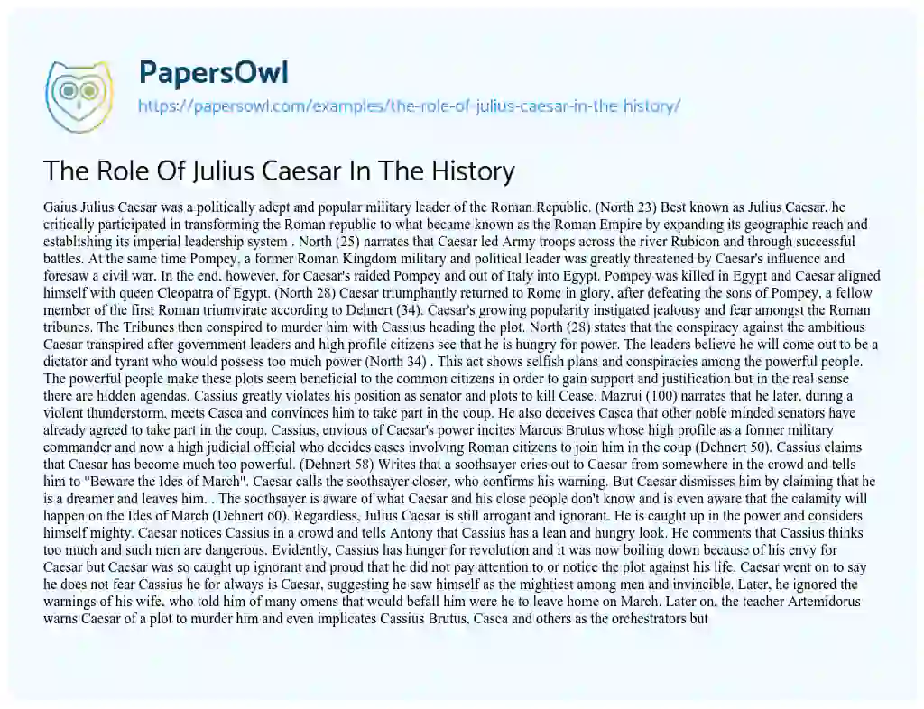 Essay on The Role of Julius Caesar in the History