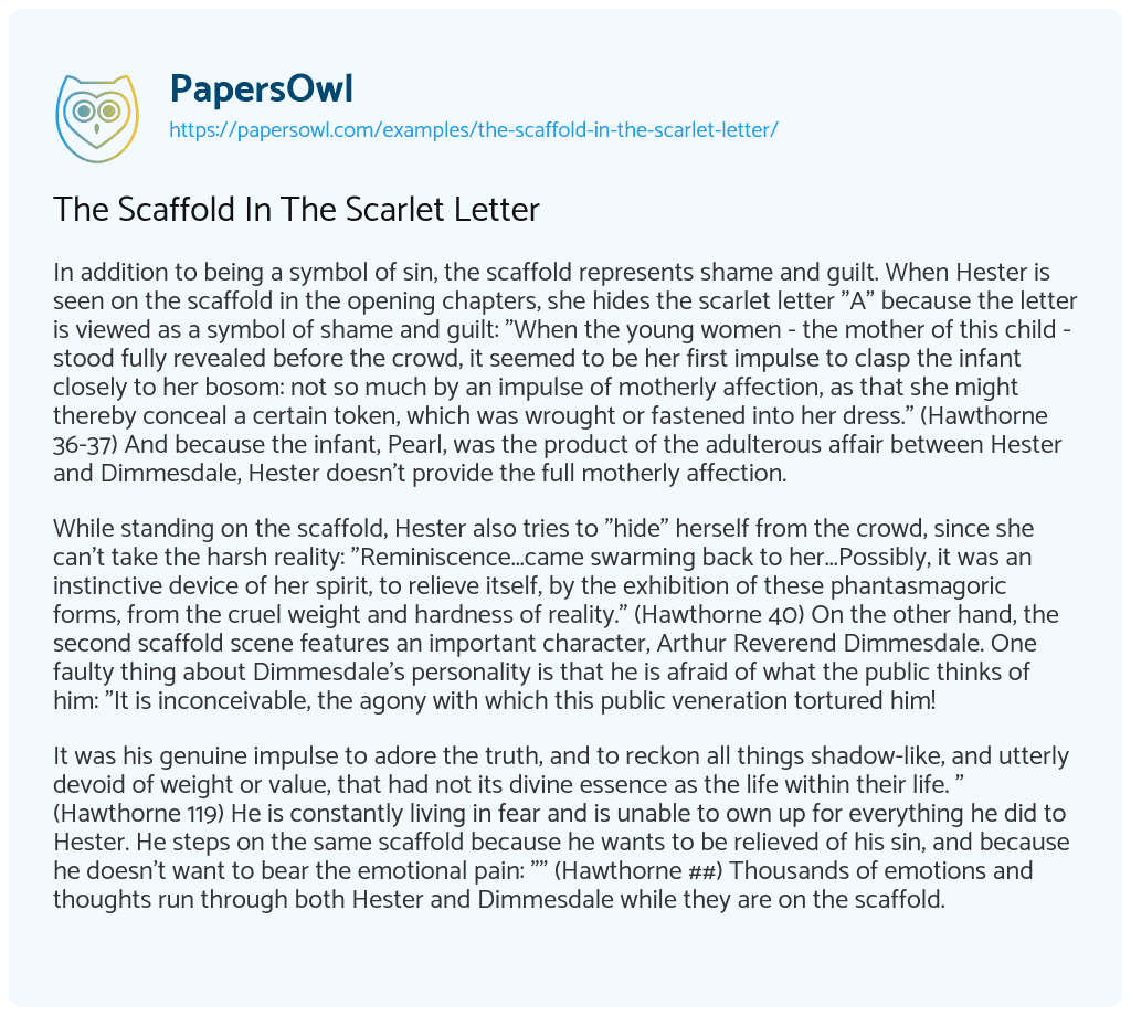 Essay on The Scaffold in the Scarlet Letter