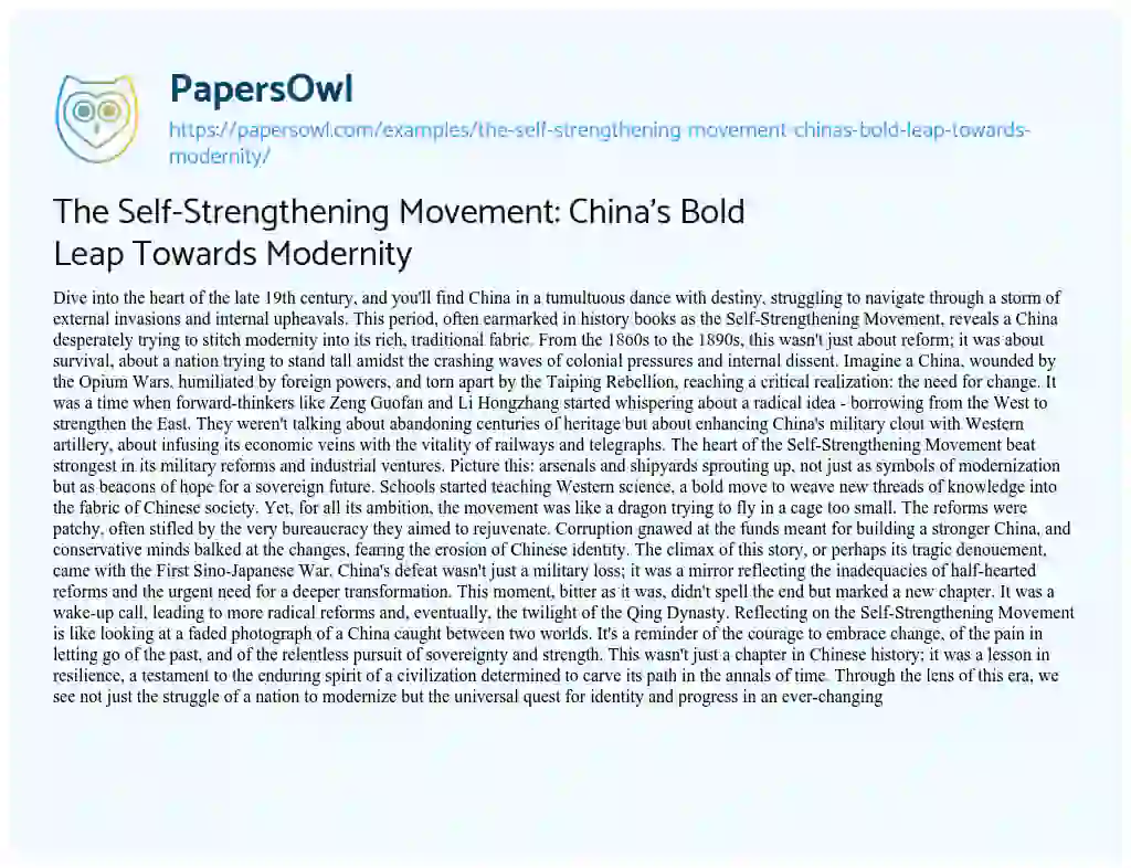 Essay on The Self-Strengthening Movement: China’s Bold Leap Towards Modernity
