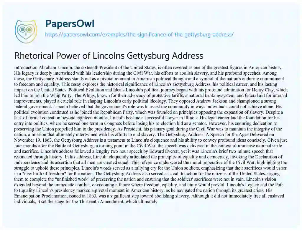 Essay on The Significance of the Gettysburg Address