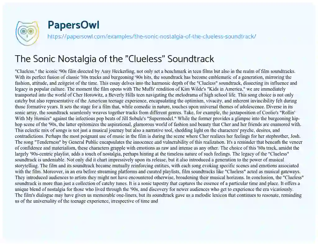 Essay on The Sonic Nostalgia of the “Clueless” Soundtrack