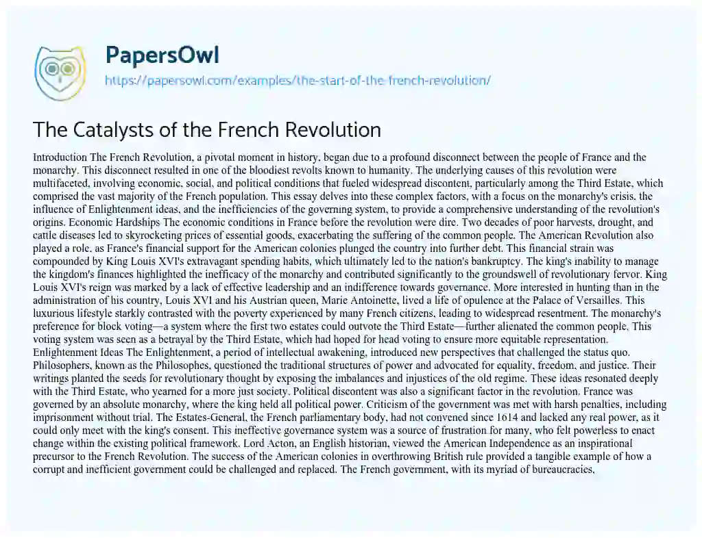 how did the french revolution start essay