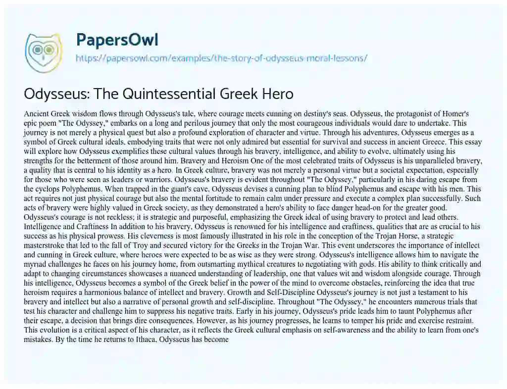 descriptive essay about odysseus