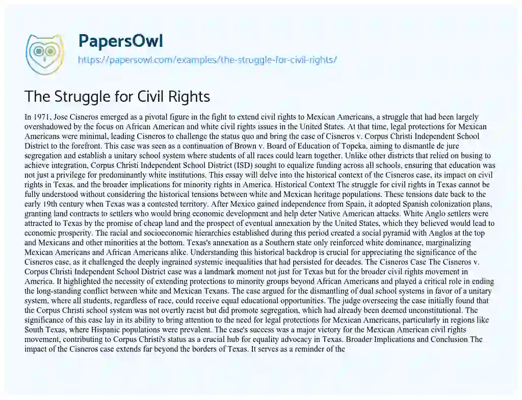 Essay on The Struggle for Civil Rights