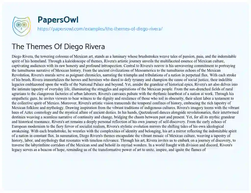 Essay on The Themes of Diego Rivera