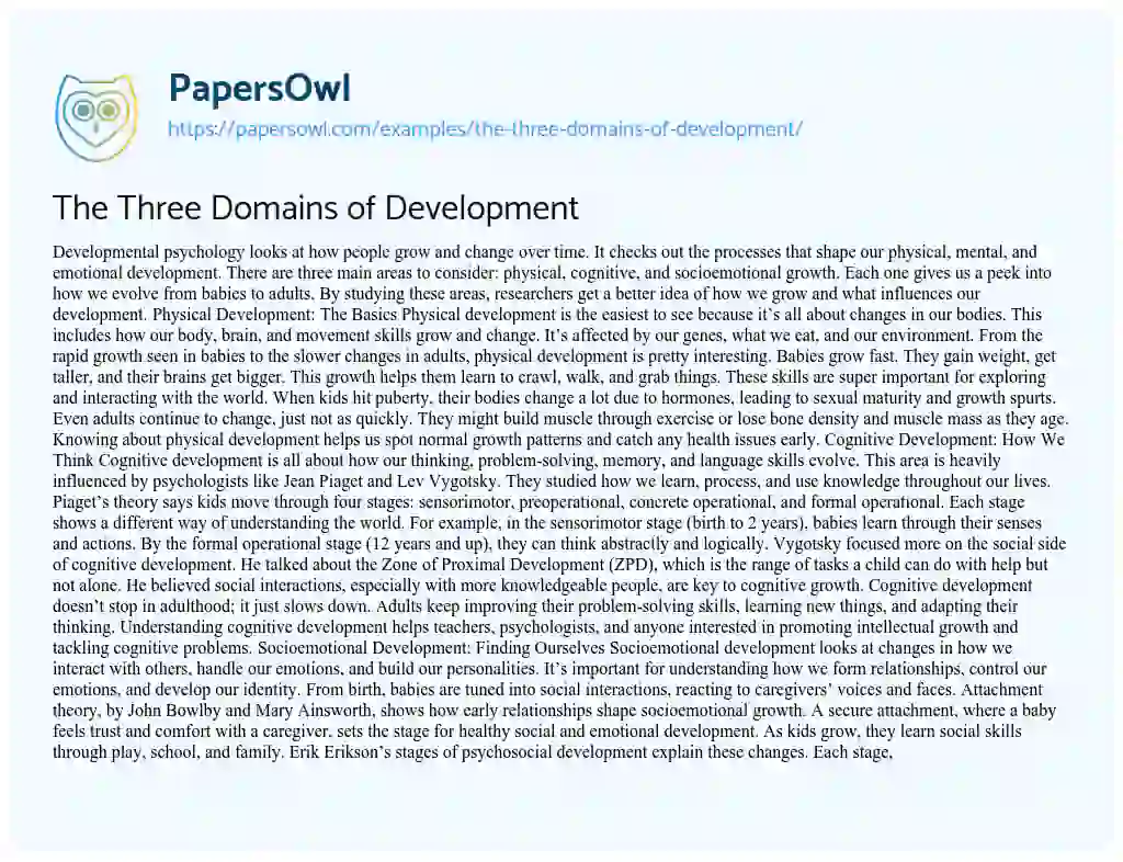 Essay on The Three Domains of Development