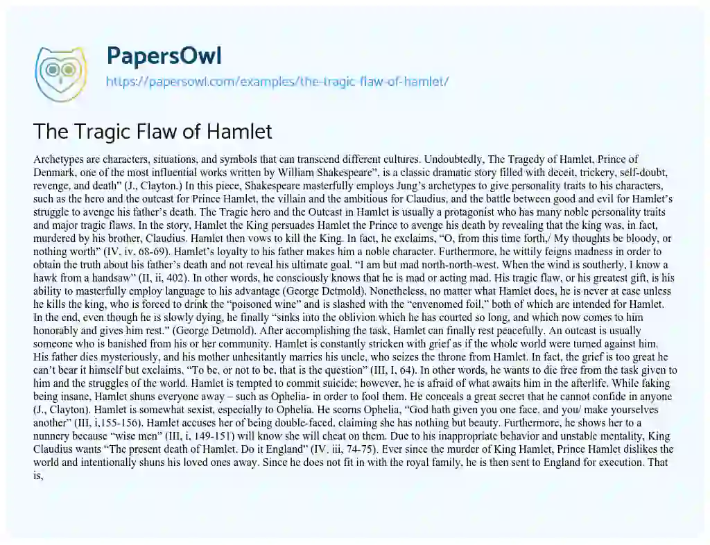 Essay on The Tragic Flaw of Hamlet