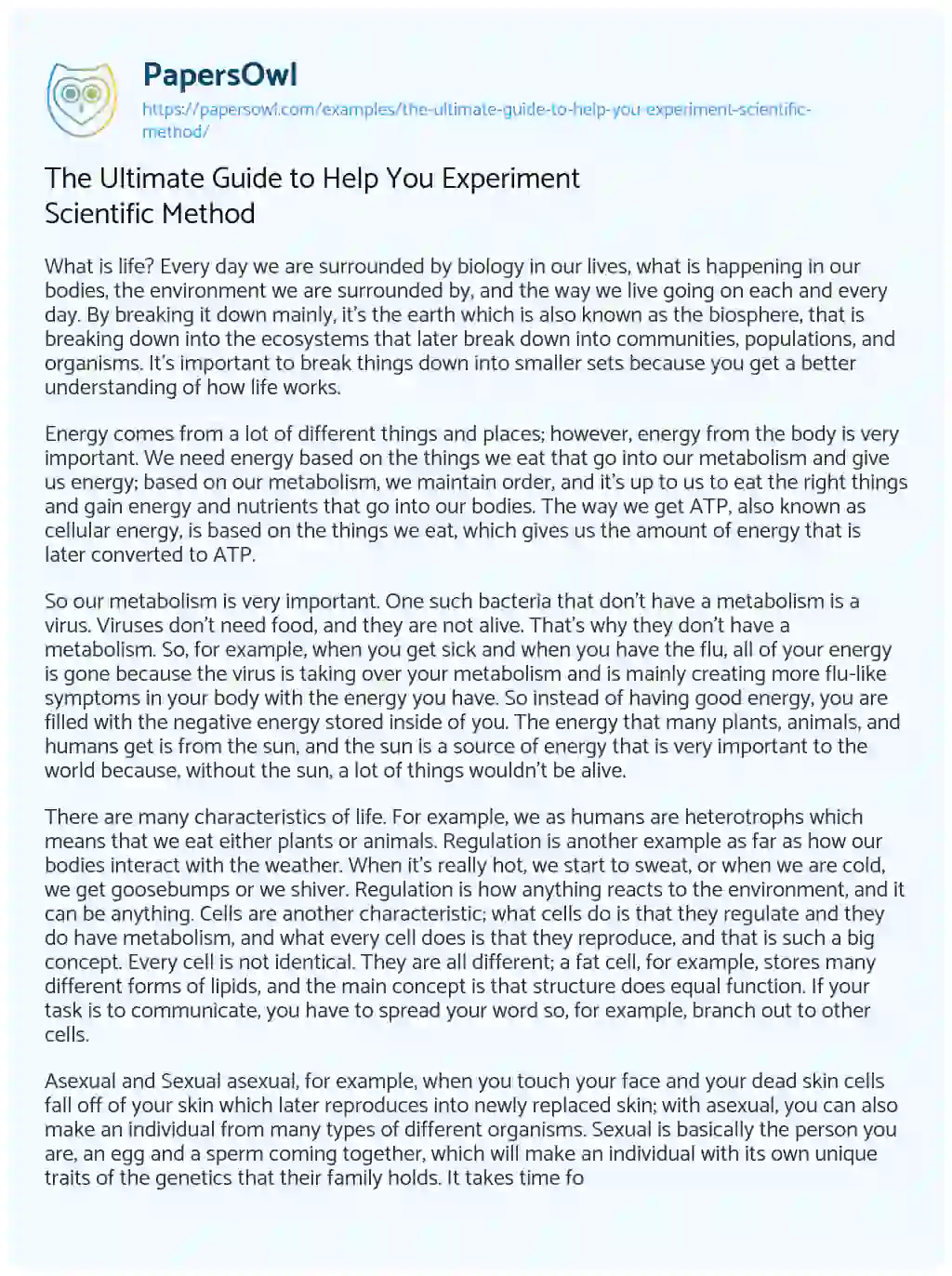 Essay on The Ultimate Guide to Help you Experiment Scientific Method