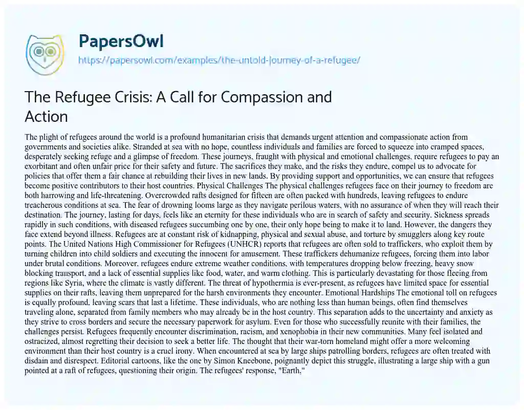 essay on refugee book