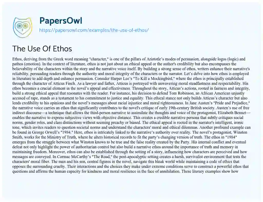 Essay on The Use of Ethos