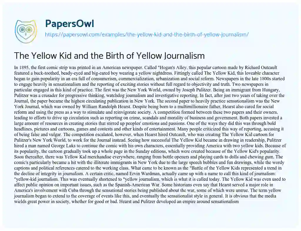 essay on yellow journalism