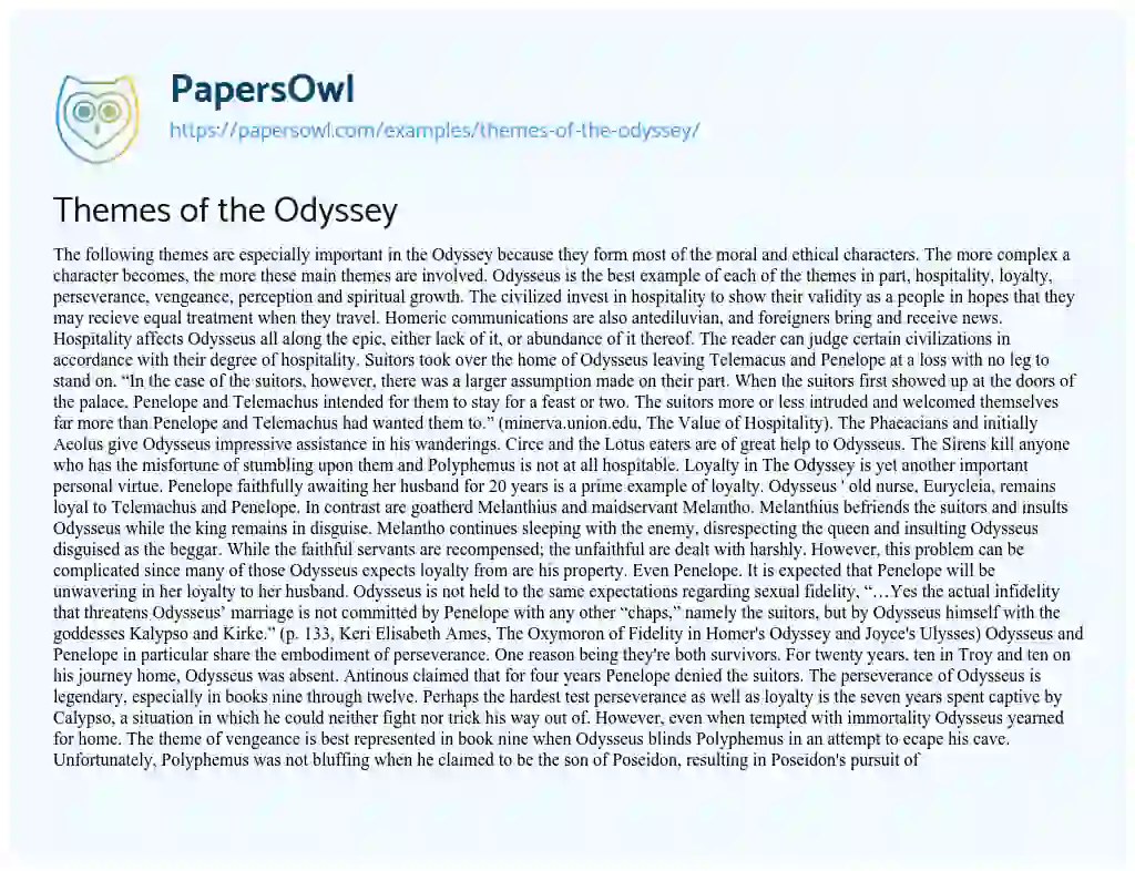 Themes of the Odyssey essay