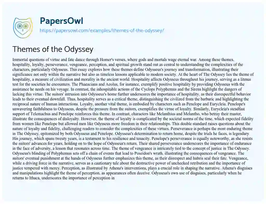 Essay on Themes of the Odyssey