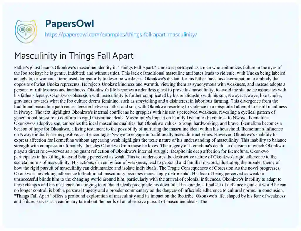 things fall apart essay on masculinity