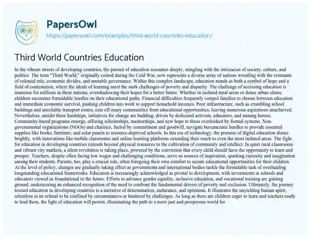 Essay on Third World Countries Education