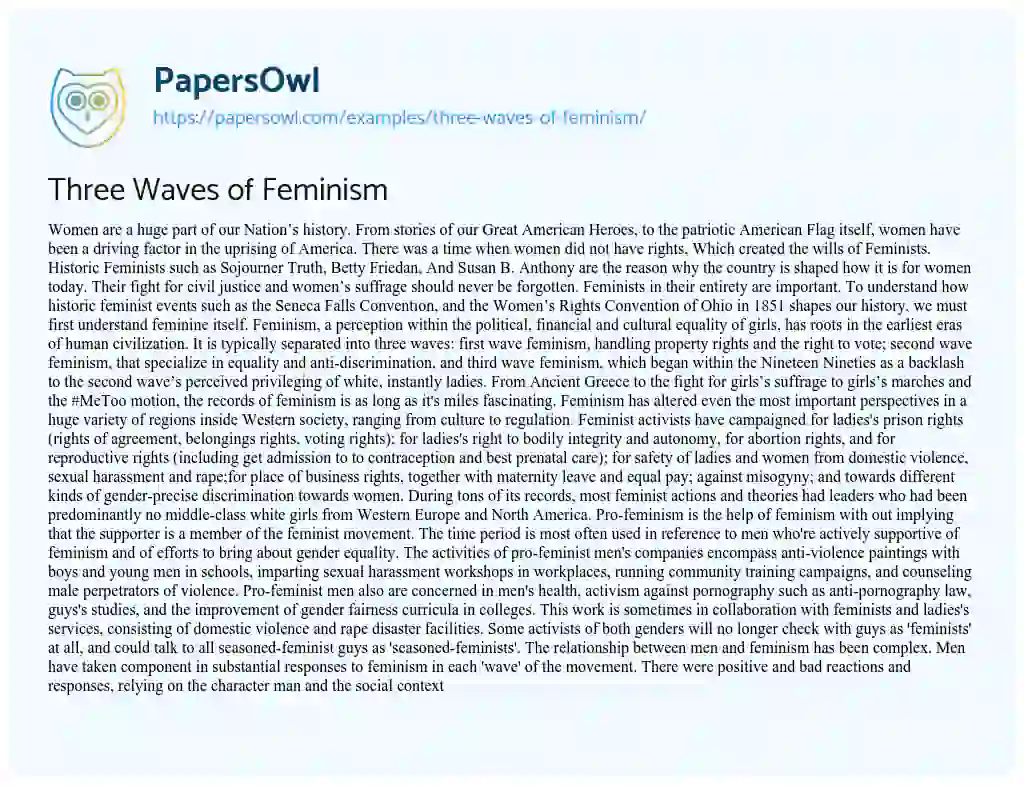Essay on Three Waves of Feminism