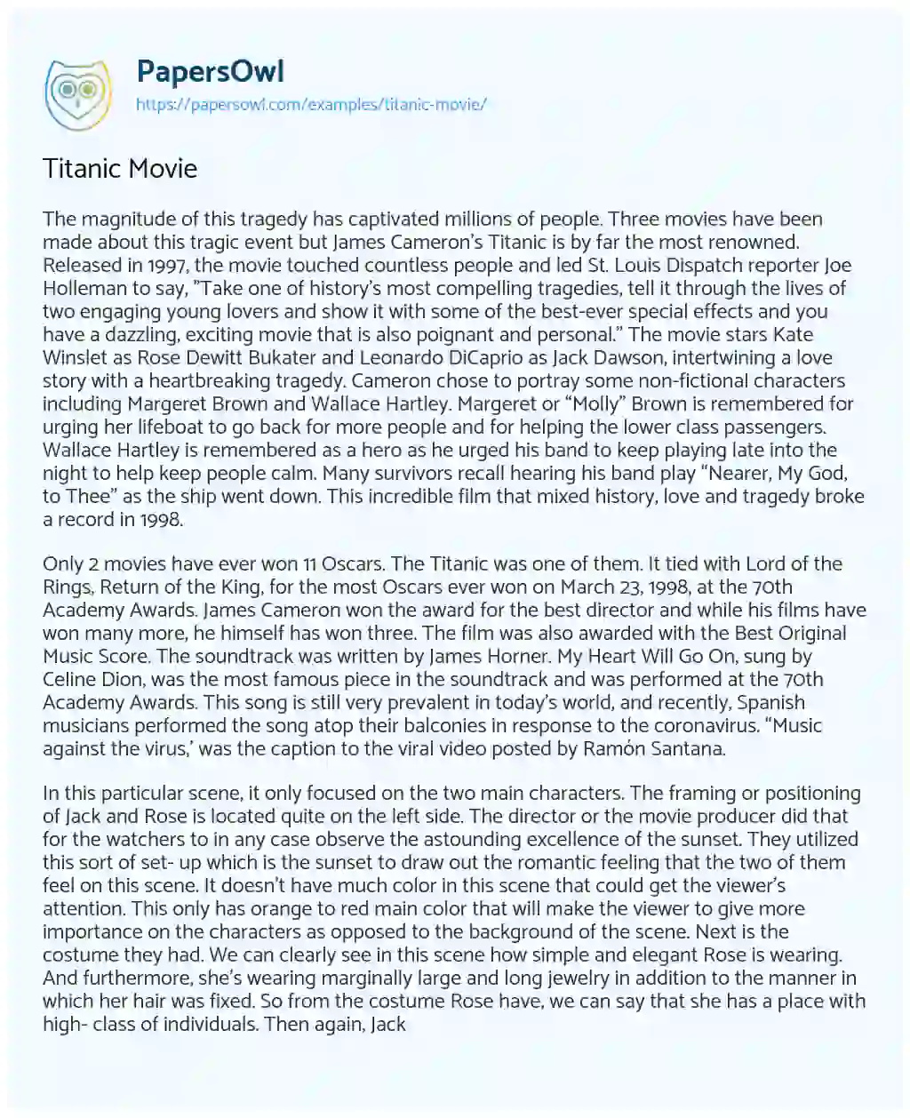 Titanic Movie - Free Essay Example - 980 Words 