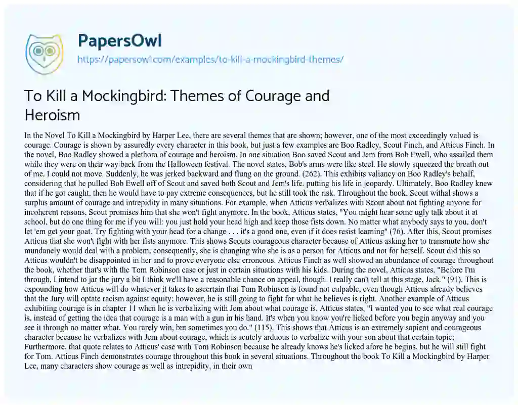 Essay on To Kill a Mockingbird: Themes of Courage and Heroism