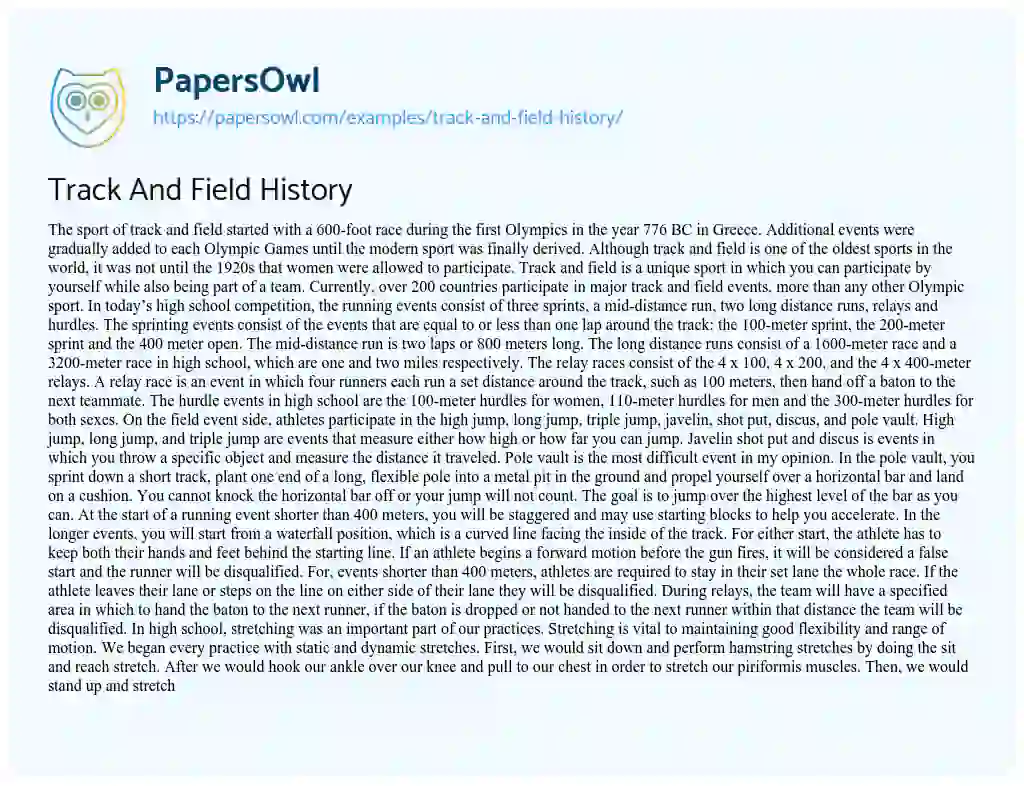 Track and Field History essay