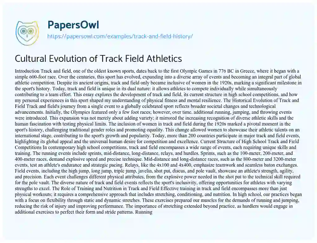 history of track and field essay