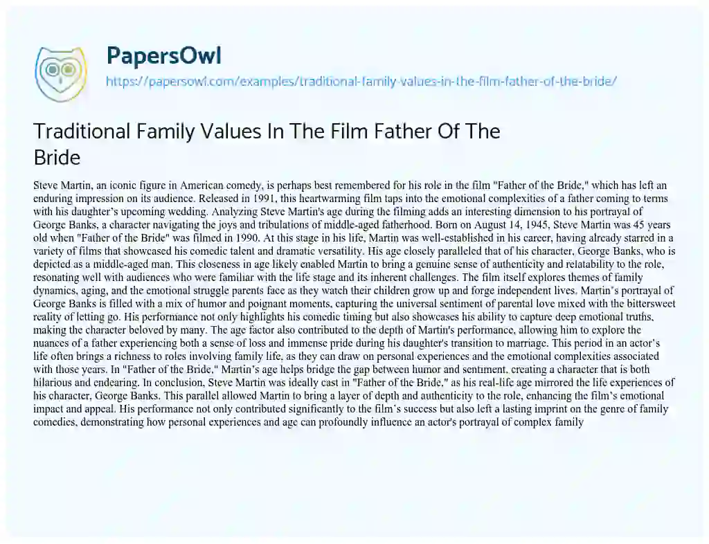 traditional family values essay