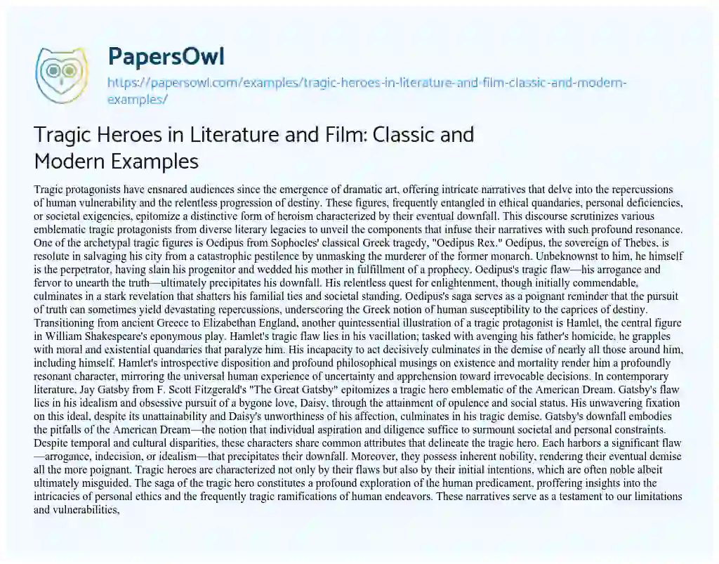 Tragic Heroes in Literature and Film: Classic and Modern Examples ...