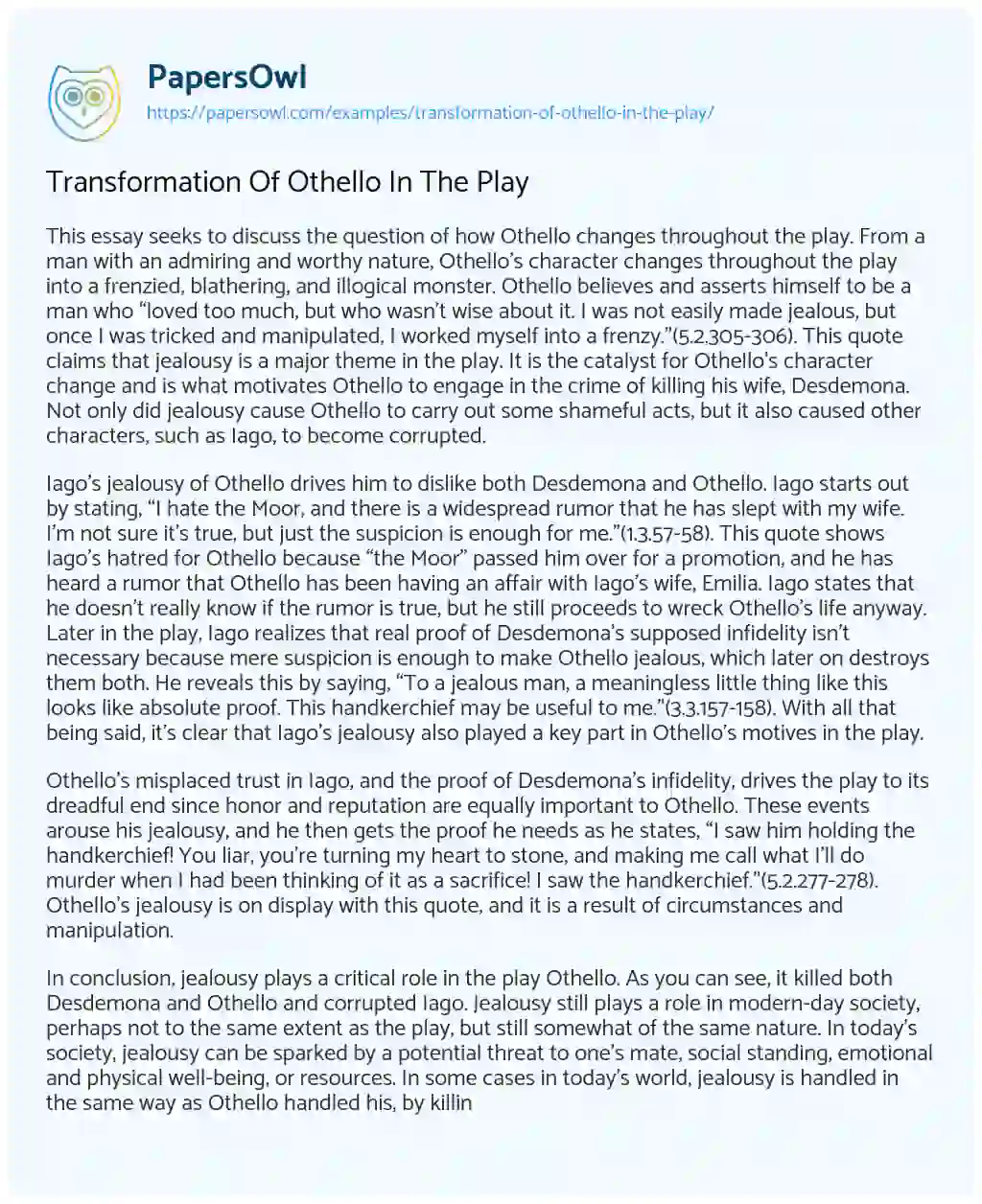 othello change essay