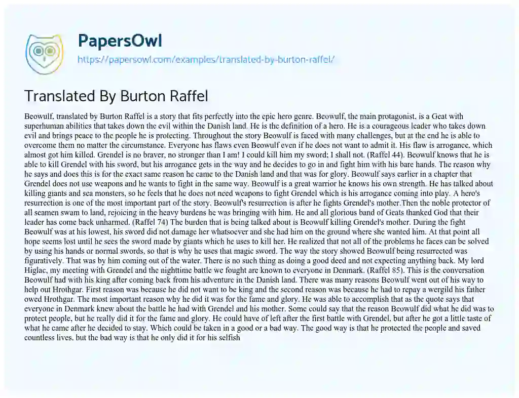 Essay on Translated by Burton Raffel