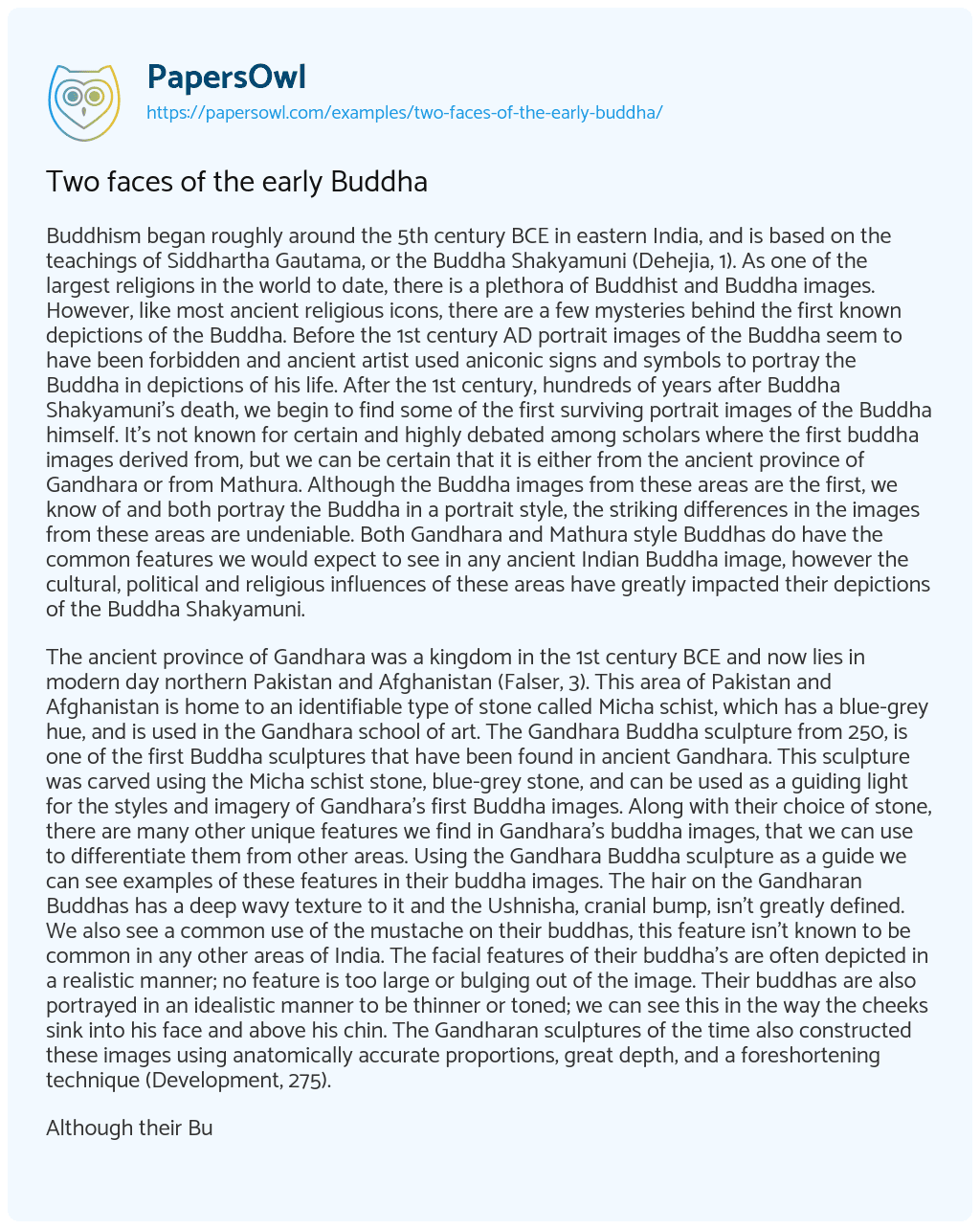 Essay on Two Faces of the Early Buddha